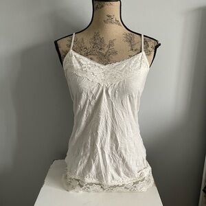 Maurices White and Tan Camis with Lace Details
